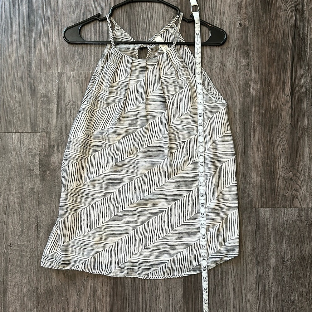 Black and white lined thin strap tank